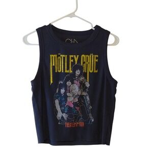 Mötley Crüe Tank Top Women's L Theater of Pain Band Tee Rock Concert Cropped